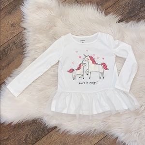 Girls 4T ruffle hem Unicorn Longsleeve Tee
